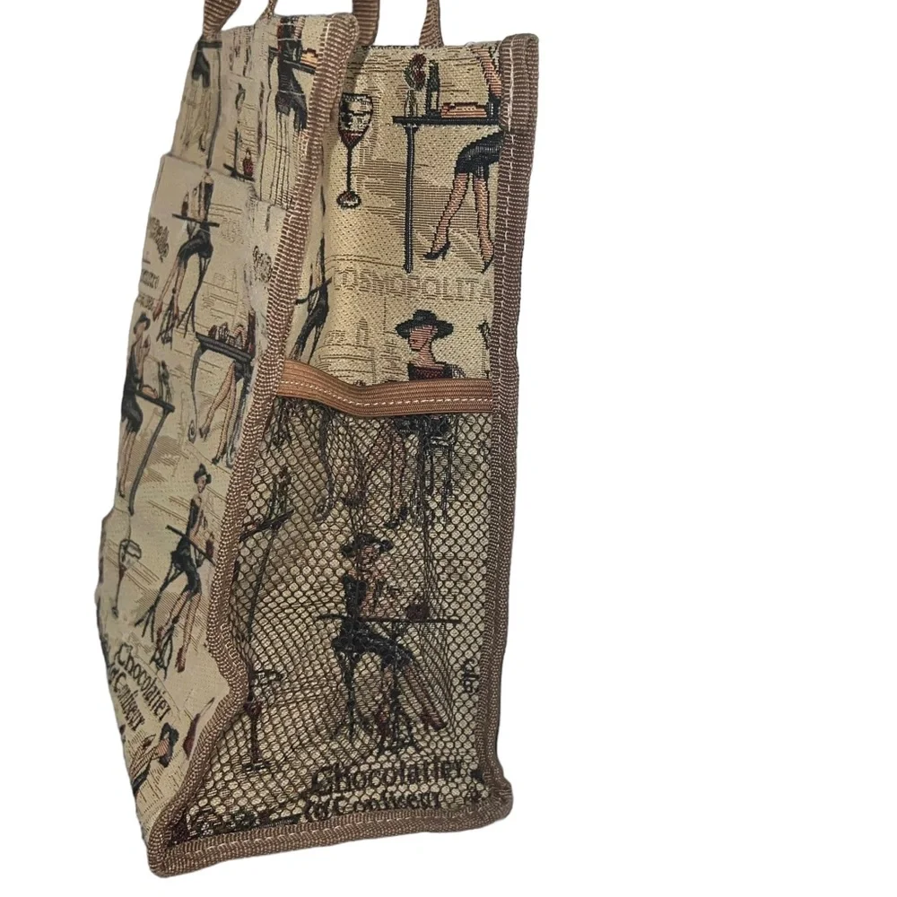 4/$40 Signature Lady Canvas Printed Tapestry Beige Shopping Tote‎ Bag